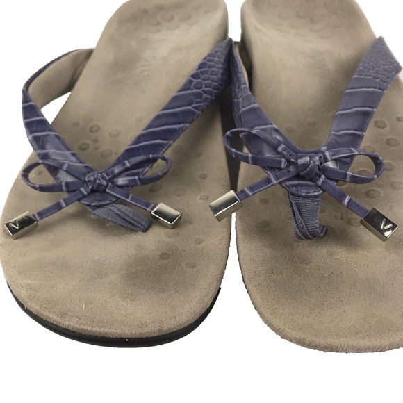 Vionic Bella Bow Flip Flop Purple Blue Toe-Post Sandal Alligator Womens Size 11 - Picture 2 of 6